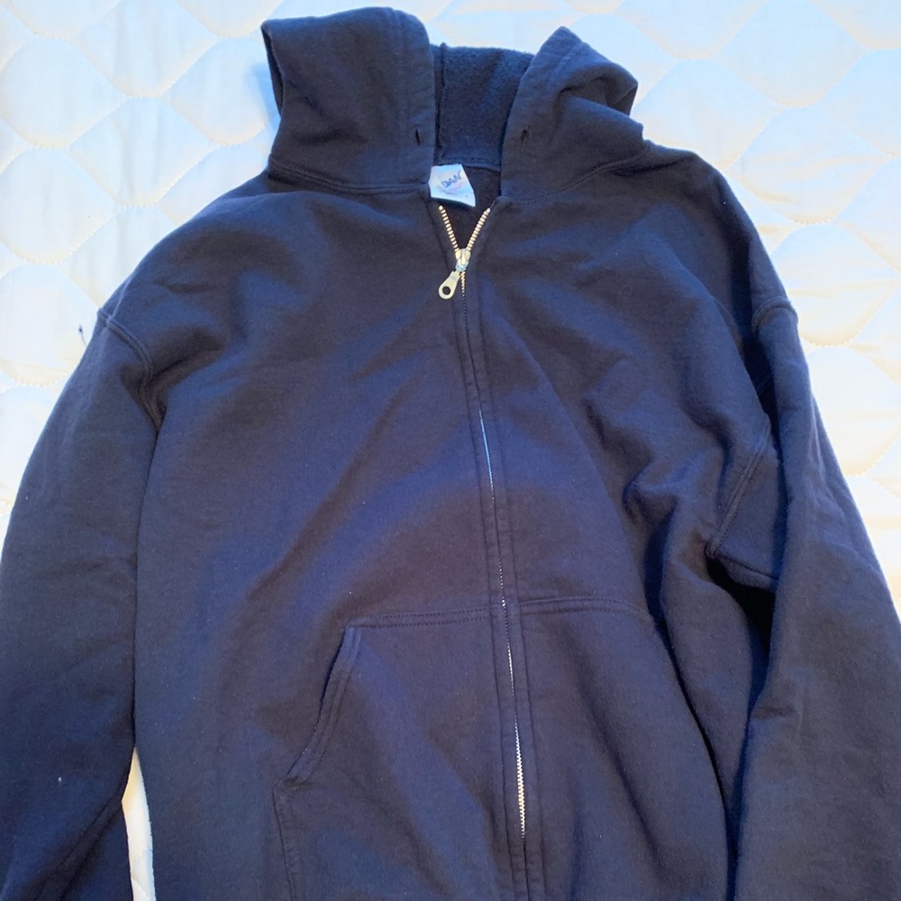 Navy blue zip up sweatshirt